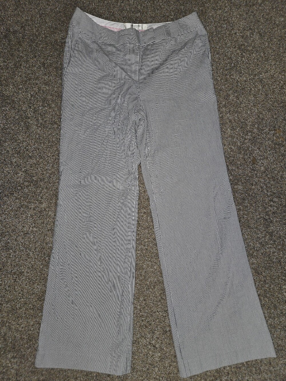 Liz Claiborne, Striped Wide-Leg Dress Pants - Navy & White, Seersucker